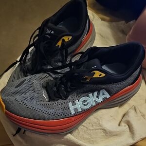 Hoka Men's Black and Red Athletic Shoes 9.5 W
